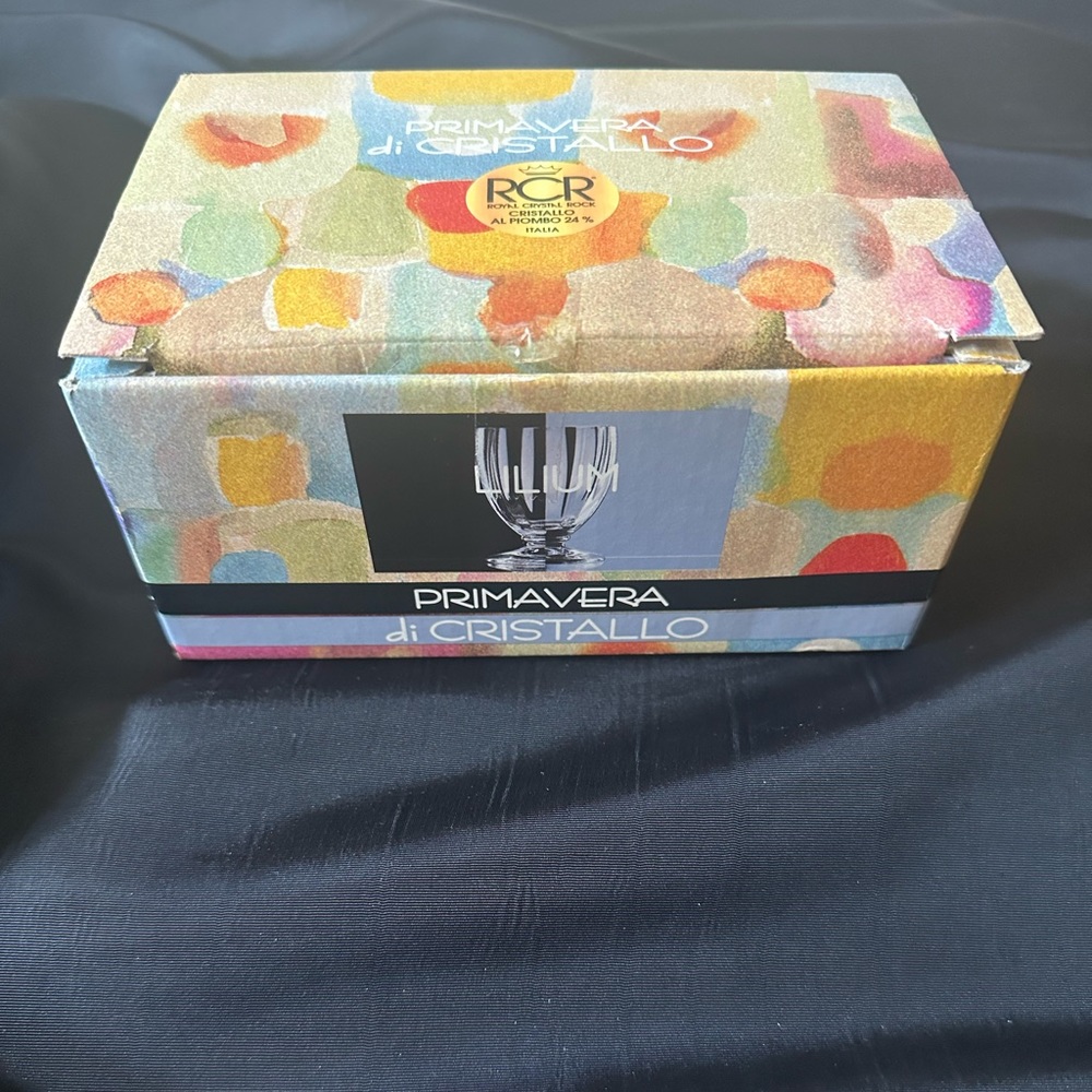 NWT Italy Primavera di Cristallo Lead Crystal Glasses Set of 6